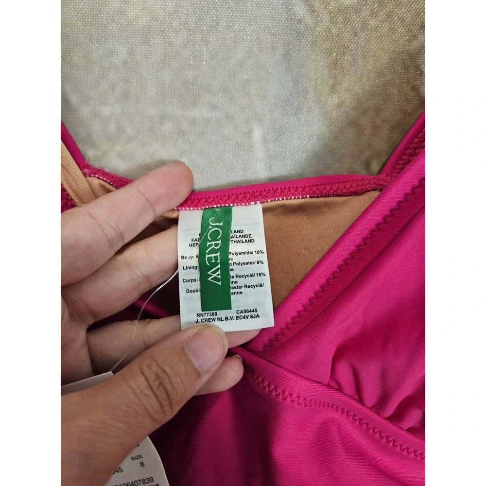 NWT J.Crew One Piece Swimsuit 8 Pink Ruched V-Neck BC116